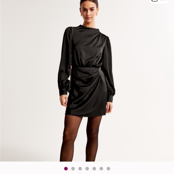 Abercrombie & Fitch Dresses & Skirts - Abercrombie and Fitch Long-Sleeve Satin Draped High-Neck Mini Dress
